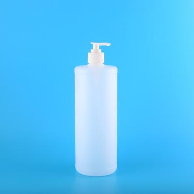 China Household Products 33oz HDPE Plastic Cosmetic Bottle Shoulder PE Bottles 1000ml Shower Gel Body Cream Flat Bottle for sale