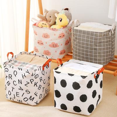 China New Storage Basket Office Bedroom Foldable Cosmetic Foldable Cosmetic Cotton And Debris Canvas Waterproof Storage Box for sale