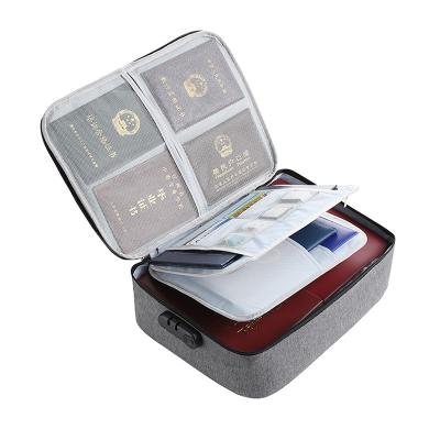 China Modern 3-Layer Waterproof Travel Document Storage Folder Bag Passport Portable Document Storage Box with Password Lock for sale