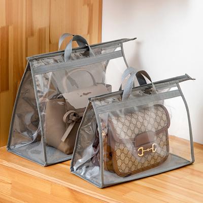 China Hot Sale Viable Storage Bag Dust Cover Hanging Bag For Handbag Organizer Double Handle Handbag Storage Bag With Zipper for sale