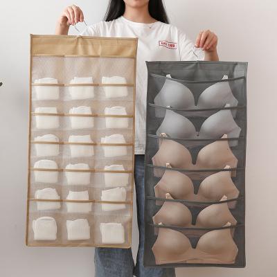 China Wall Mounted Household Underwear Storage Bag Minimalist Nonwoven Closet Socks And Panties Separate Organizing Bag for sale