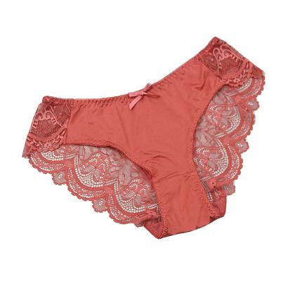 China Women Antibacterial Wholesale Elastic Sexy Seamless Briefs Lace Underwear Floral Plus Size Hollow Lingerie for sale