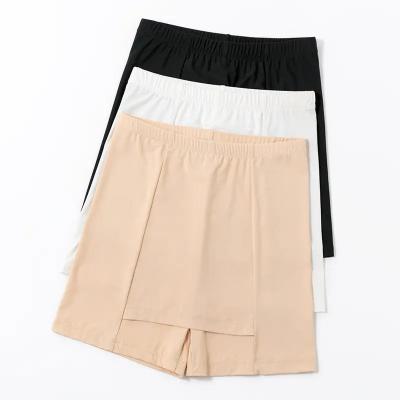 China Antibacterial Shorts To Wear Under Women's Abbreviation Dresses Abbreviation Double-layer High Front Crotch Ice Silk Safety Waist Panties for sale