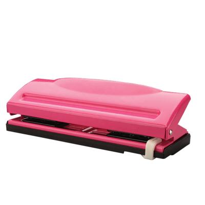 China Adjustable High Quality Portable Metal A4 6 Hole Paper A4 Paper Punch Handy Punch Pink for sale