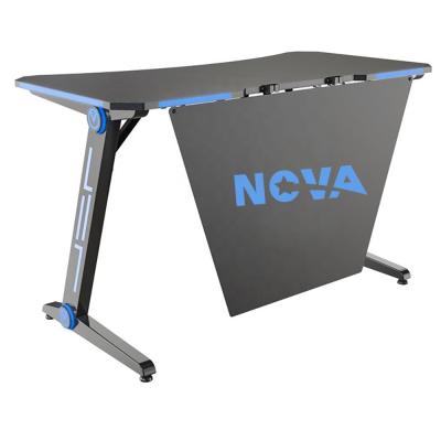 China Custom Large Space PC Gaming Desk Blue Gaming Desk With Led Lights For PC for sale