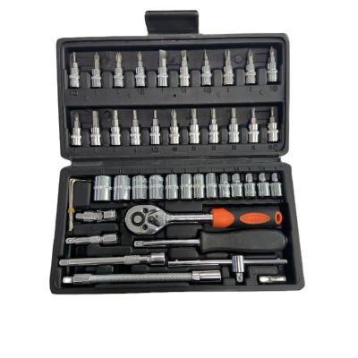 China Automobile 46 pcs 1 4 Dr. car repair toolbox wrench chrome set socket ratchet torque wrench car tool kits in box for sale