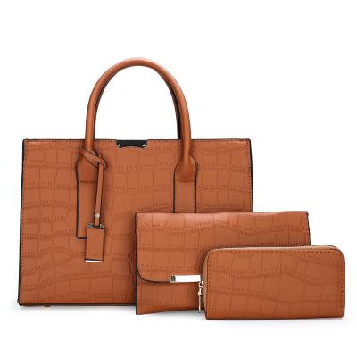 China 2022 High Quality Fashion 3 in 1 Large Capacity PU Leather Purse and Cross - Body Handbag Sets for Women for sale