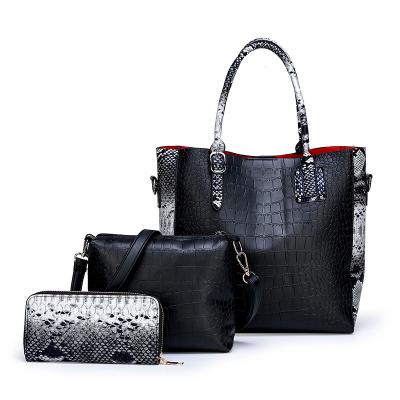 China High Quality Women's Fashion Snake Print Handbag Sets 3 Piece Lady Hand Bags Designer Clutch Bags Shoulder Bags 2021 for sale