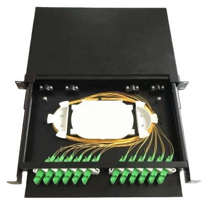 China FTTX 19 Inch 1U 12Port Wall Mount E2000 Patch Panel Slidable E2000 Terminal Box for sale