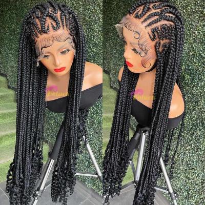 China Full Body Wave Glueless Lace Braid Wig Vendors, HD Transparent Full Lace Braid Wig With Baby Hair, Fake Scalp Hair Wig For Black Women for sale