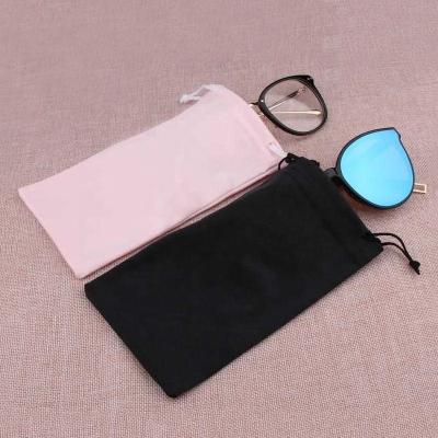 China Wholesale Customizable Ready To Ship 9*18cm Colorful Soft Drawstring Pouch Bag Custom Microfiber Sunglasses Bags for sale