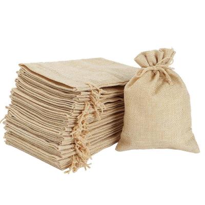 China Stock or Custom Made on Stock Small Plain Organic Canvas Pouch Bag Reusable Jute Hemp Drawstring Bags for sale