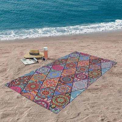 China Beach Viable Printed Beach Towels Printed Amazon Hot Sale Printed Microfiber Quick Dry Sand Free Beach Towel for sale