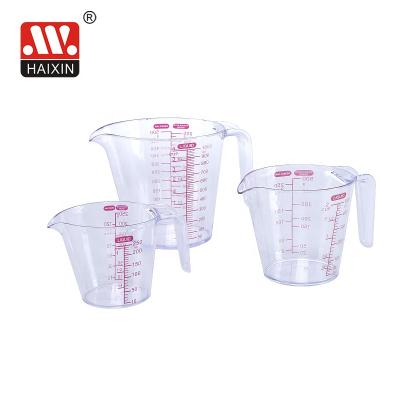 China 250ML 500ML 1000ML Viable Tool Baking Measuring Cup With Handle Stackable Plastic Measuring Cup for sale