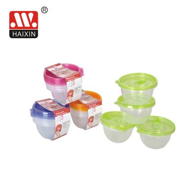 China Haixin Sustainable Manufacturing Food Container 4PCS 2PCS PP Round Plastic Food Containers Food Storage for sale