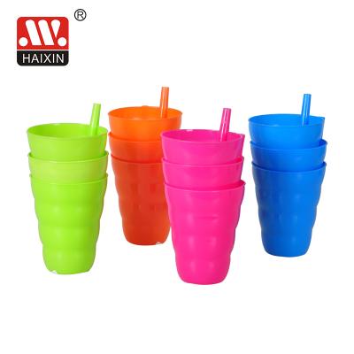 China 3pcs/set 0.3L BPA FREE Straw Ice Cream Cup Viable Absorbent Plastic Container Colorful Juice Drink Cup for sale