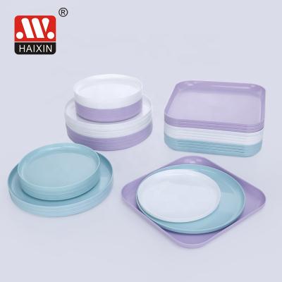 China Viable Colored Cheap Plastic Plastic Dish Plates Fashion Manufacture Price Round Dish Set for sale