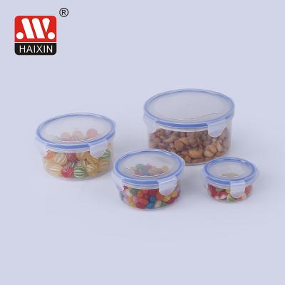 China 4PCS BPA Free Viable Round Plastic Food Container Lunch Box Food Set Storage for sale