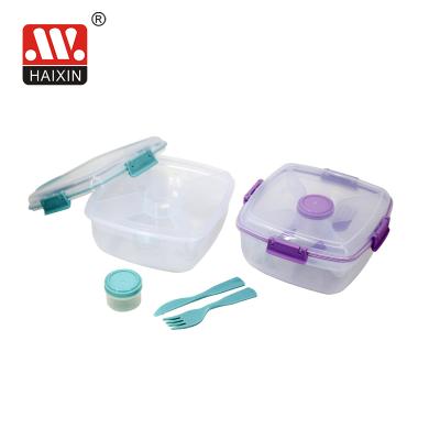 China Freshness Preservation Lunch Box Plastic Kids Food Container Bento Box With Cup And Sauce Cutlery For School for sale