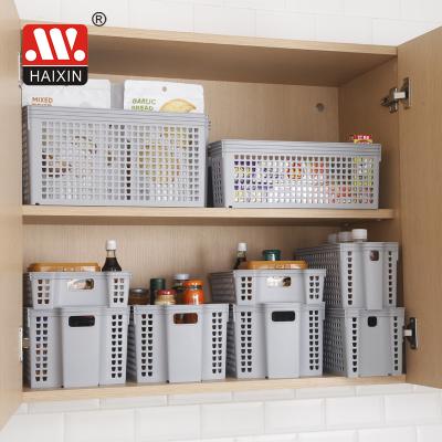 China Haixin Stackable Kitchen Bathroom Sundries Clothes Organizer ODM Plastic Storage Baskets for sale