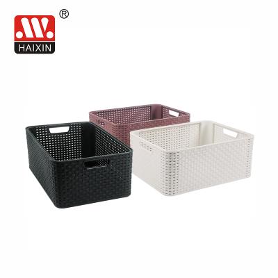 China Haixin Viable 4.2L /14L Kids Plastic Toy Organizer Baskets Rattan Hamper Storage Basket for sale