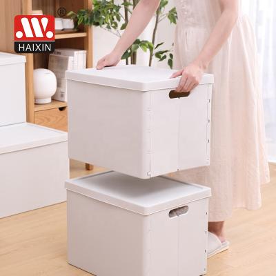 China Haixin PP Storage Folding Stackable Plastic Folding Sustainable Storage Organizer Box for sale