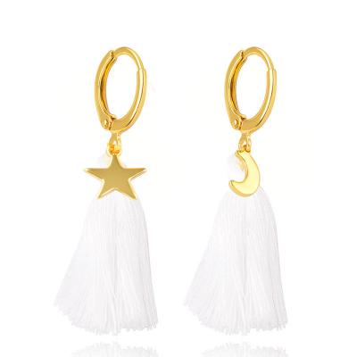 China Gold Circle Earrings New Tassel Earrings Jewelry White Casual/Sporty Bohemian Star Moon Dangling Ear Ring Women for sale