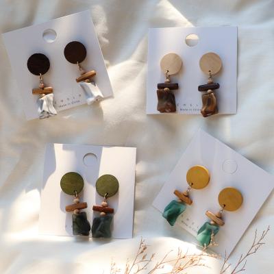 China Hot Selling Women Casual/Sporting Dangle Earrings Resin Wooden INS Large Earrings Beach Holiday Jewelry Eardorp Earring for sale