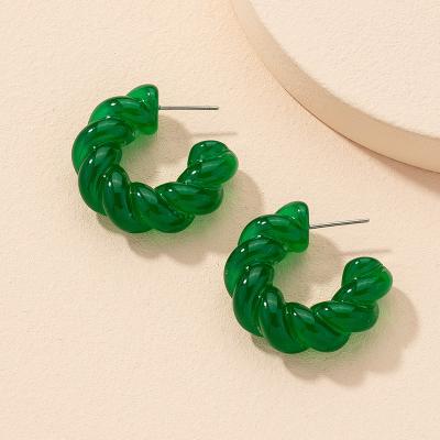 China BOHEMIA Fashion Women Trendy Acrylic Jewelry Green Resin C Circle Transparent Earrings for sale