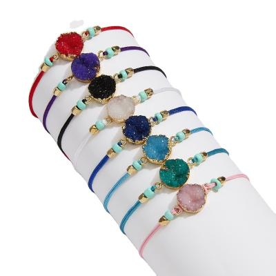 China CLASSIC MAKE A WISH Adjustable Kintted Colored Natural Stone Bracelets for sale