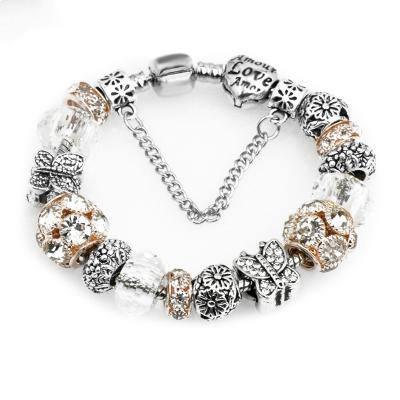 China Wholesale Clear Vintage Crystal Glass Beaded Bracelets CLASSIC Bling Ethnic Diamond Butterfly Bracelets for sale