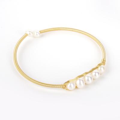 China Ethnic Hawaiian style pearl bracelet 14K freshwater gold plated natural pearl handmade simple bracelets and bangles jewelry women for sale