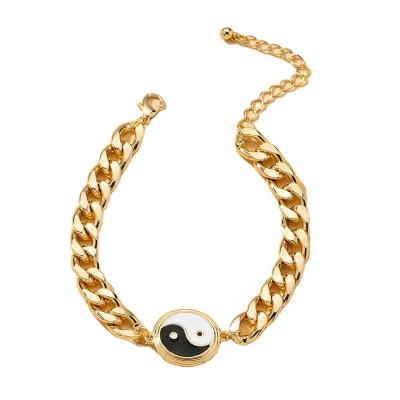 China New Fashion FASHION Gold Plated Feng Shui Jewelry Bracelet Gold Chain Ying Yang Gossip Bracelet Women Men Cuban Link Bracelet Charms for sale