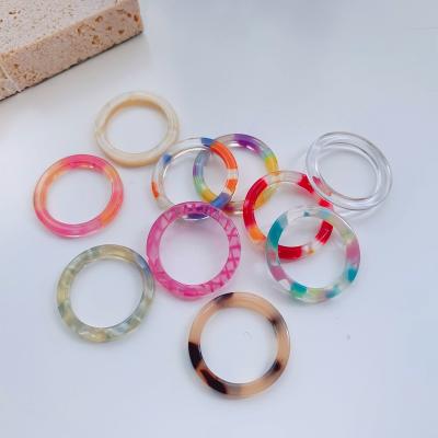 China 2021 New Fashion Trendy Colorful Acrylic Resin Women's Rings Thin Acetic Acid Opening Rings For Girls for sale