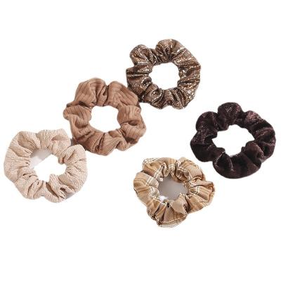 China Wholesale European and American Style Hair Accessories Scrunchies Set Soft Scrunchy Women Hair Rope 5pcs Satin Headband Girls Colorful Elastic Hair Bands for sale