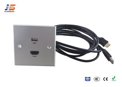 China Hotel Silver Media Hub Wall Plate Wall Mounted with USB HDMI Cable for sale