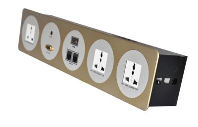 China Electrical Tabletop Hotel Socket Desktop Outlet , Australian Type Gold Sand Blast for sale