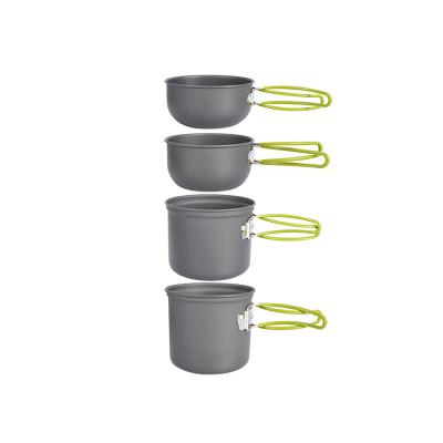 China Outdoor Equipment Increasing Camping JH Outdoor Aluminum Pot with Four Sets of Camping Supplies Portable Outdoor Cooking Set for 3-4 Persons Outdoor Camping Pot Set for sale