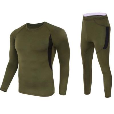 China New QUICK DRY thermal underwear set fleece top men's sports underwear quick dry tight sweat set elastic warm up outdoor suit for sale