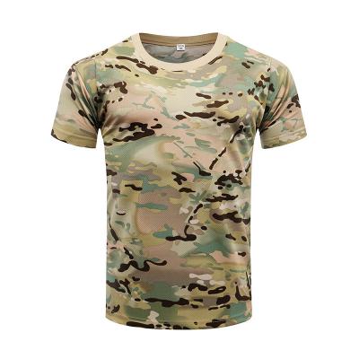 China New Pattern Anti-wrinkle python Camouflage Mesh Thin Quick-Dry T-shirt Sleeve Manufacturers Price Camouflage Outdoor Tactical Short T-shirt for sale