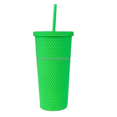 China Sustainable Plant Stock Double Durian Plastic Cup With Straw for sale