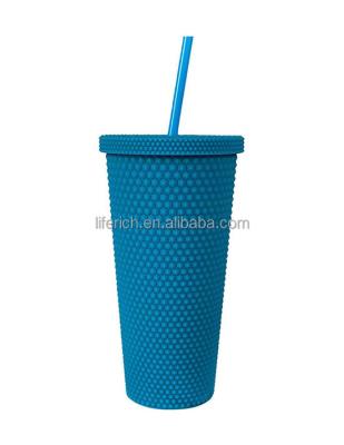 China Durable Matte Diamond Cups With Straw And Acrylic Lid Tumbler Cup 24oz Food Grade for sale