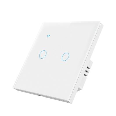 China UK standard smart switch design tuya zigbee smart home phone WIFI controlled 220V 16A 2 band 1way panel switch Zigbee lightweight glass switch for sale