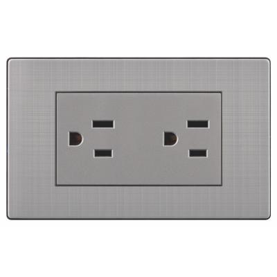 China 118 Residential/General Purpose US Standard Type Stainless Steel Panel Wall Outlets And Switches 110V 220V 16A 50/60Hz Multifunctional 3 Pin Socket Outlet for sale