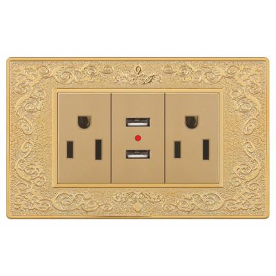 China 118 Residential/General Purpose US Standard Type Stainless Steel Panel Wall Outlets And Switches 110V 220V 16A 50/60Hz Multifunctional 3 Pin Socket Outlet for sale