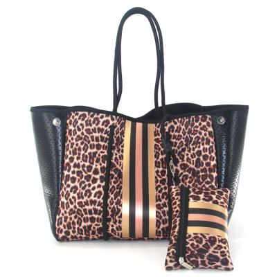 China Tote Handbag Bags 2022 Purses Women Handbags Ladies Neoprene Leopard Beach Bag and Designer Handbags for sale