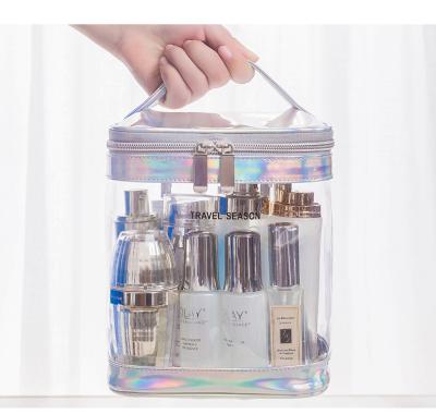 China Wholesale 2022 New PVC Glitter Makeup Hanging Toiletry Bag Luxury Holographic Clear Cosmetic Bag Bag for sale