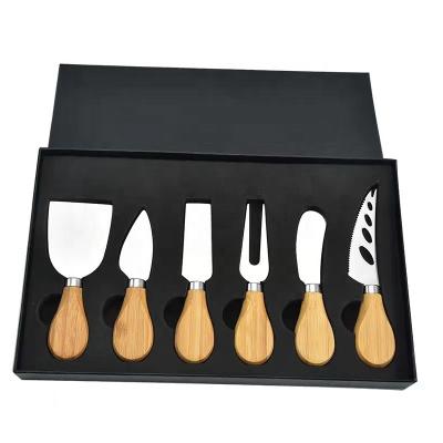 China Sustainable 6 Pcs Cheese Knife Set, Stainless Steel Cheese Knife Series With Rubber Wooden Handle Cheese Sauce Knife, Suitable For Cooked Food for sale