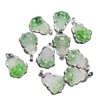 China China s925 Silver Inlaid Ice Mini Quartzite Maitreya Buddha Pendant Kind Jadeite Jade Buddha Necklace Mixed Stone for sale