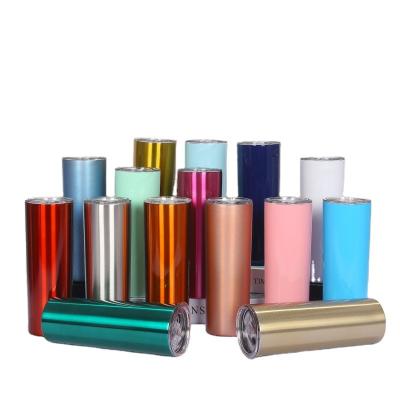 China Glitter Viable Bulk Colors Reusable Stainless Steel Tumbler 20 oz Straw Lid Ounce Lean Thermo Insulated Tumbler Cups For Tumblers for sale